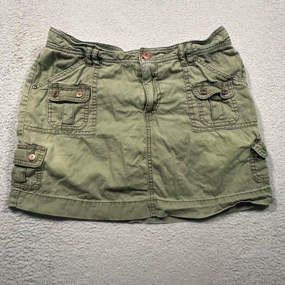 Vintage Y2K Faded Glory Cargo Skort Womens 8 Army Green Utility Mini Skirt